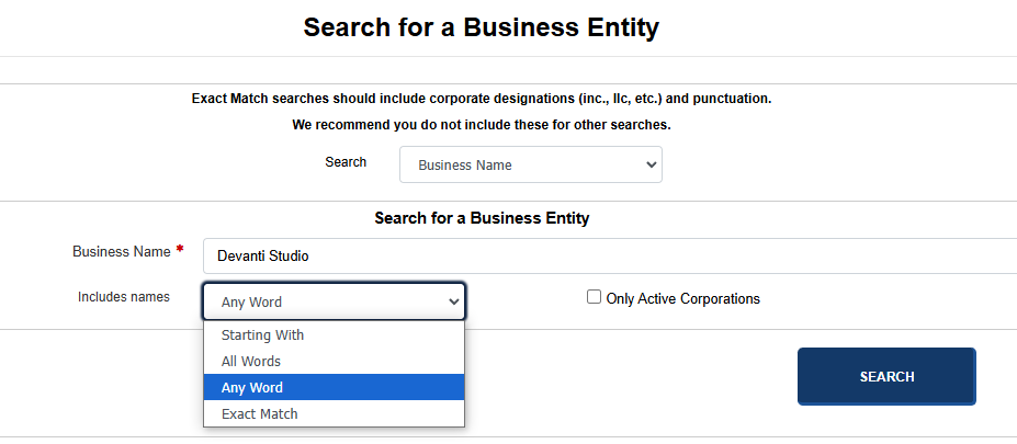 Missouri Business Entity Search