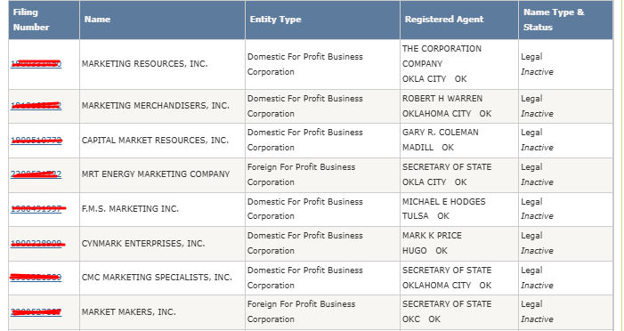 Oklahoma SOS Business Search